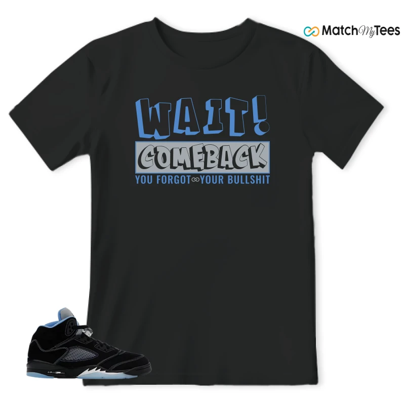 NIKE AIR JORDAN 5 BLACK UNIVERSITY BLUE SNEAKER Matching Tees t-shirt