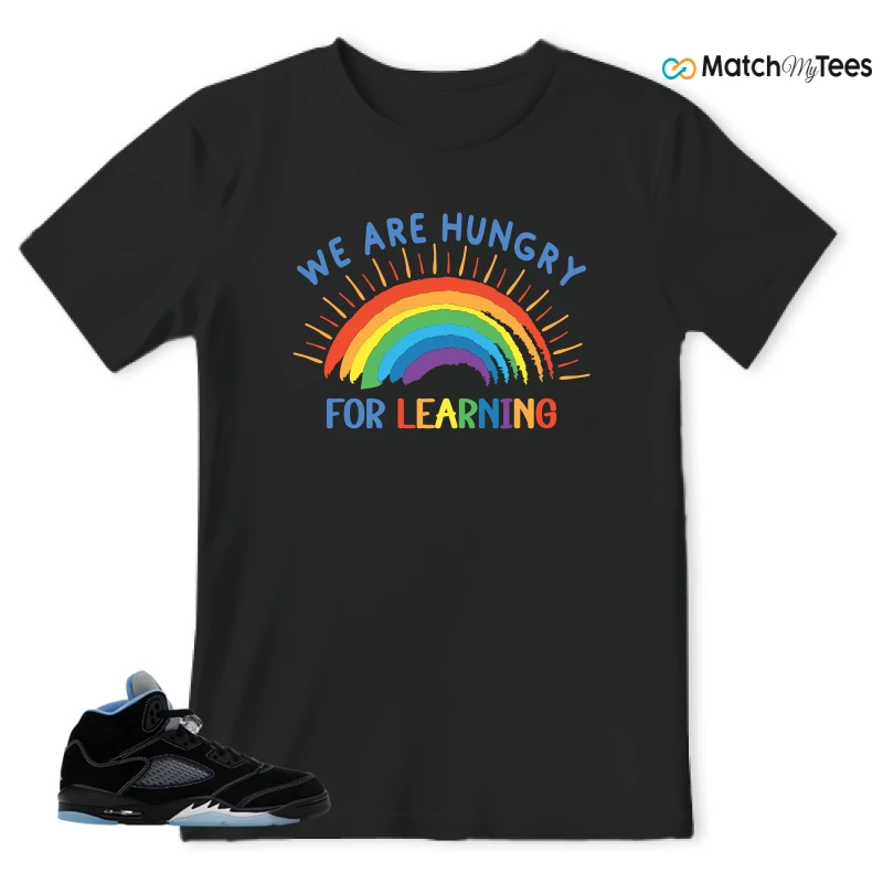 NIKE AIR JORDAN 5 BLACK UNIVERSITY BLUE SNEAKER Matching Tees t-shirt