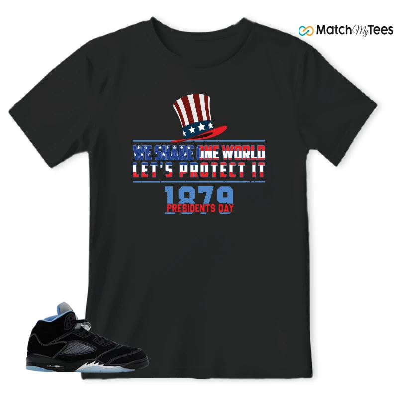 NIKE AIR JORDAN 5 BLACK UNIVERSITY BLUE SNEAKER Matching Tees t-shirt