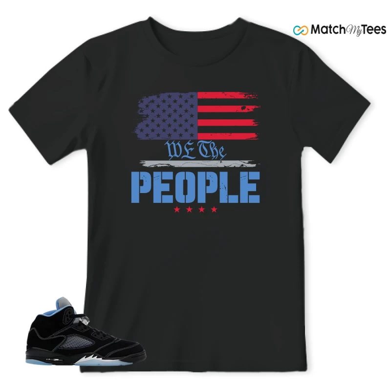 NIKE AIR JORDAN 5 BLACK UNIVERSITY BLUE SNEAKER Matching Tees t-shirt