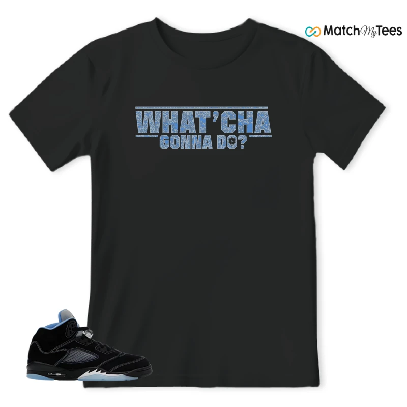 NIKE AIR JORDAN 5 BLACK UNIVERSITY BLUE SNEAKER Matching Tees t-shirt