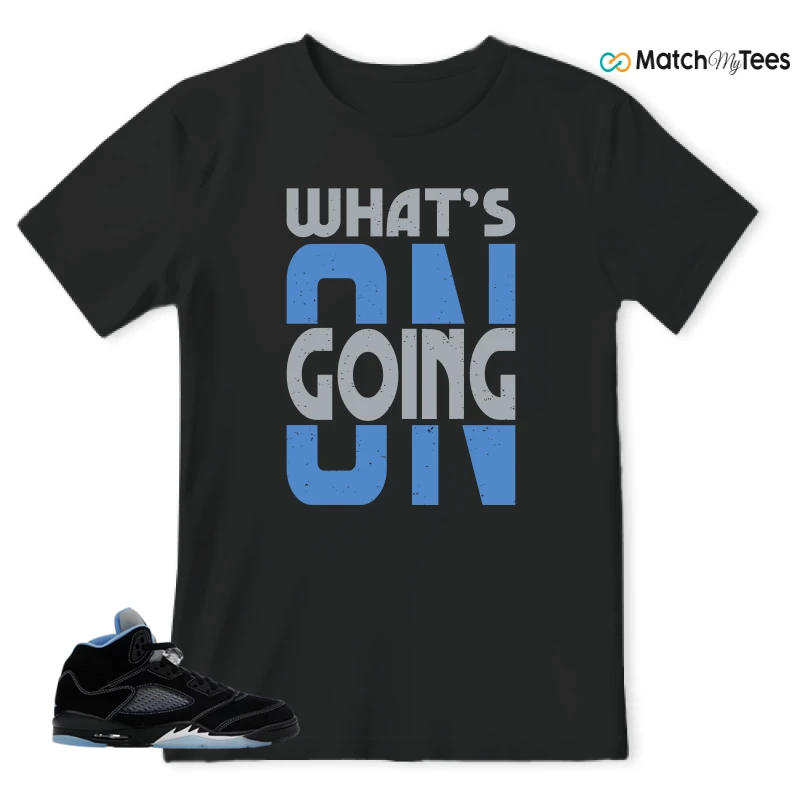 NIKE AIR JORDAN 5 BLACK UNIVERSITY BLUE SNEAKER Matching Tees t-shirt