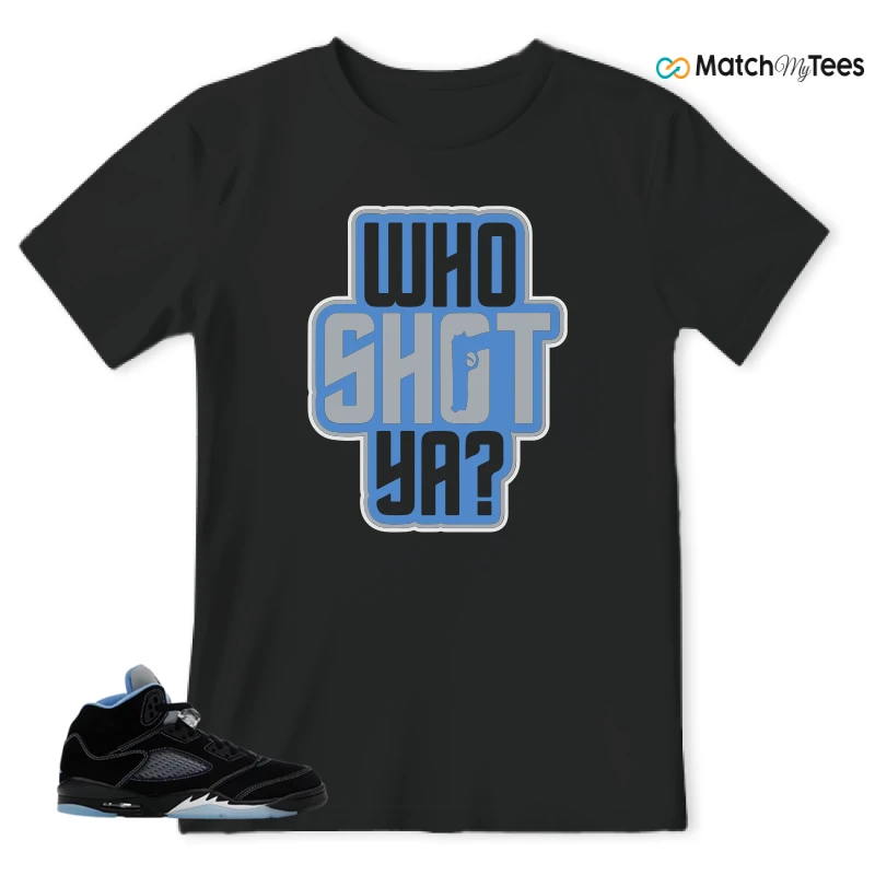 NIKE AIR JORDAN 5 BLACK UNIVERSITY BLUE SNEAKER Matching Tees t-shirt