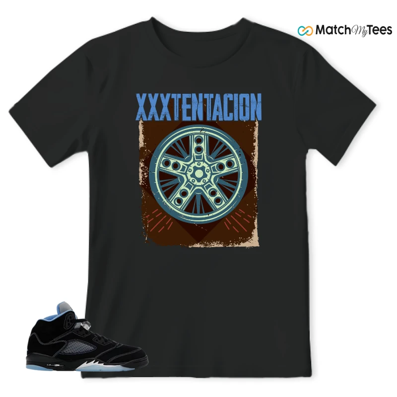 NIKE AIR JORDAN 5 BLACK UNIVERSITY BLUE SNEAKER Matching Tees t-shirt
