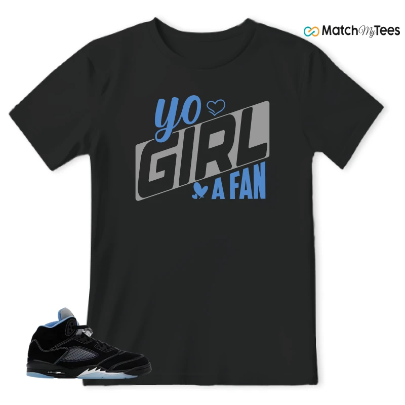 NIKE AIR JORDAN 5 BLACK UNIVERSITY BLUE SNEAKER Matching Tees t-shirt