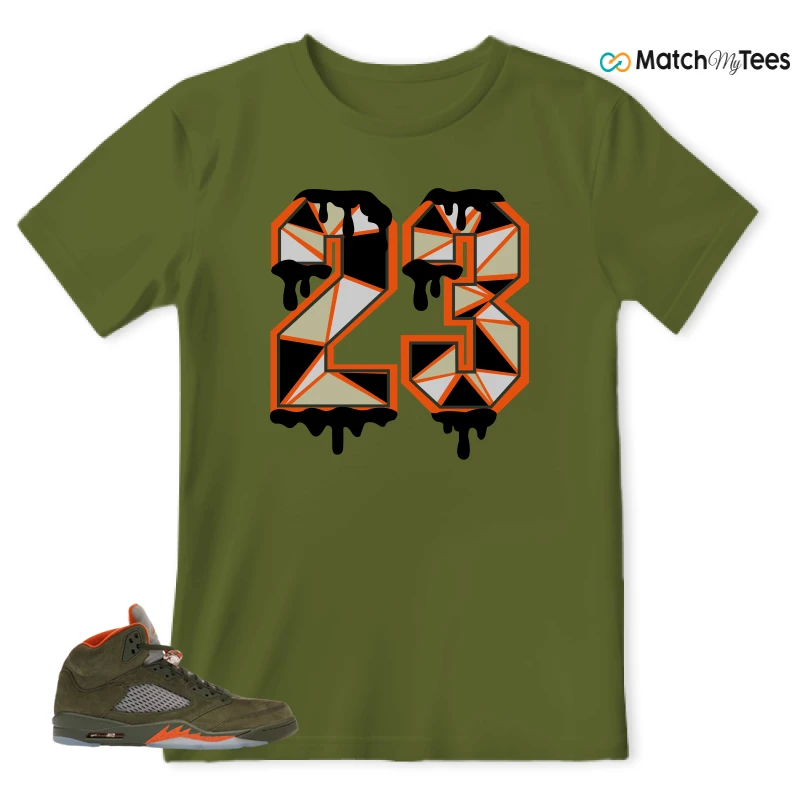 NIKE AIR JORDAN 5 OLIVE SNEAKER Matching Tees t-shirt