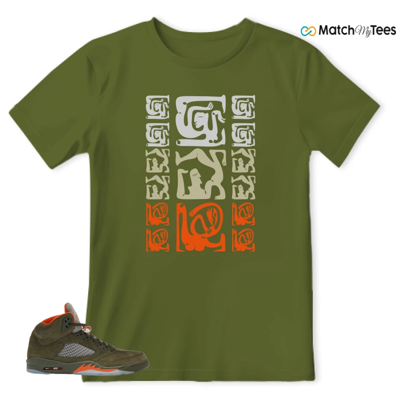 NIKE AIR JORDAN 5 OLIVE SNEAKER Matching Tees t-shirt