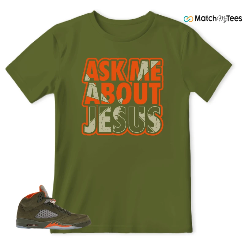 NIKE AIR JORDAN 5 OLIVE SNEAKER Matching Tees t-shirt