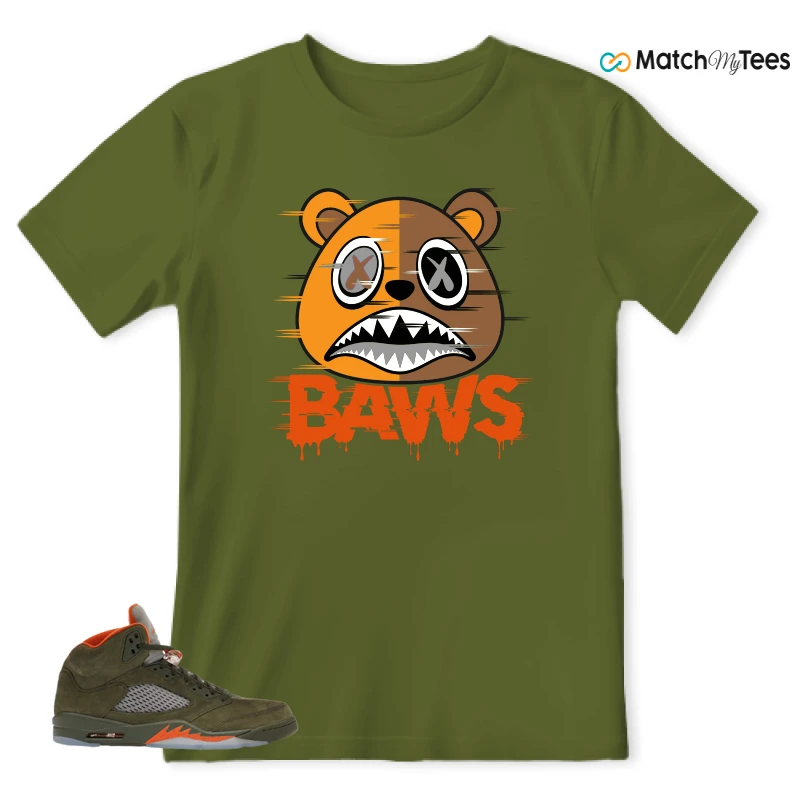 NIKE AIR JORDAN 5 OLIVE SNEAKER Matching Tees t-shirt