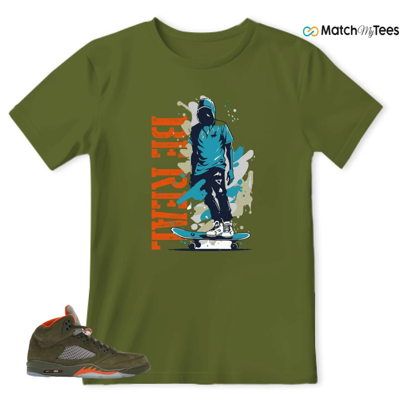 NIKE AIR JORDAN 5 OLIVE SNEAKER Matching Tees t-shirt