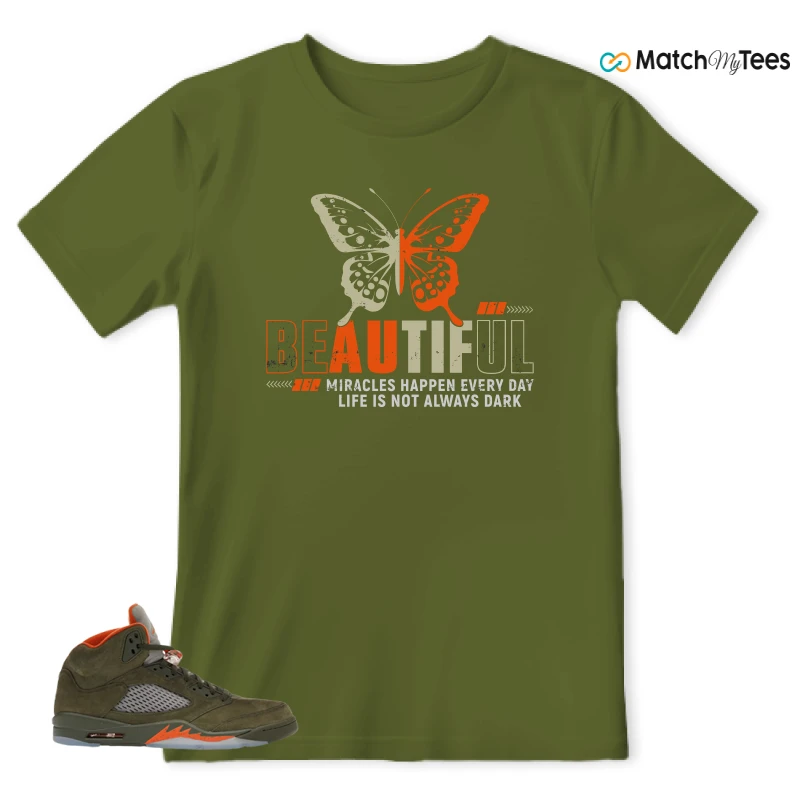 NIKE AIR JORDAN 5 OLIVE SNEAKER Matching Tees t-shirt