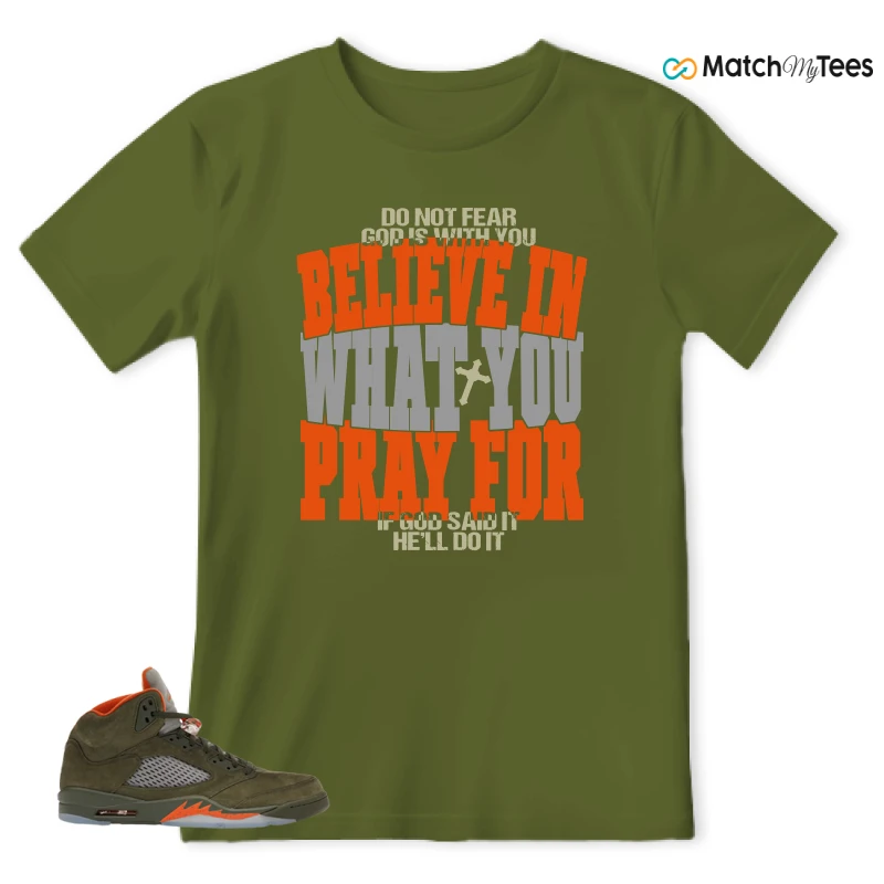 NIKE AIR JORDAN 5 OLIVE SNEAKER Matching Tees t-shirt
