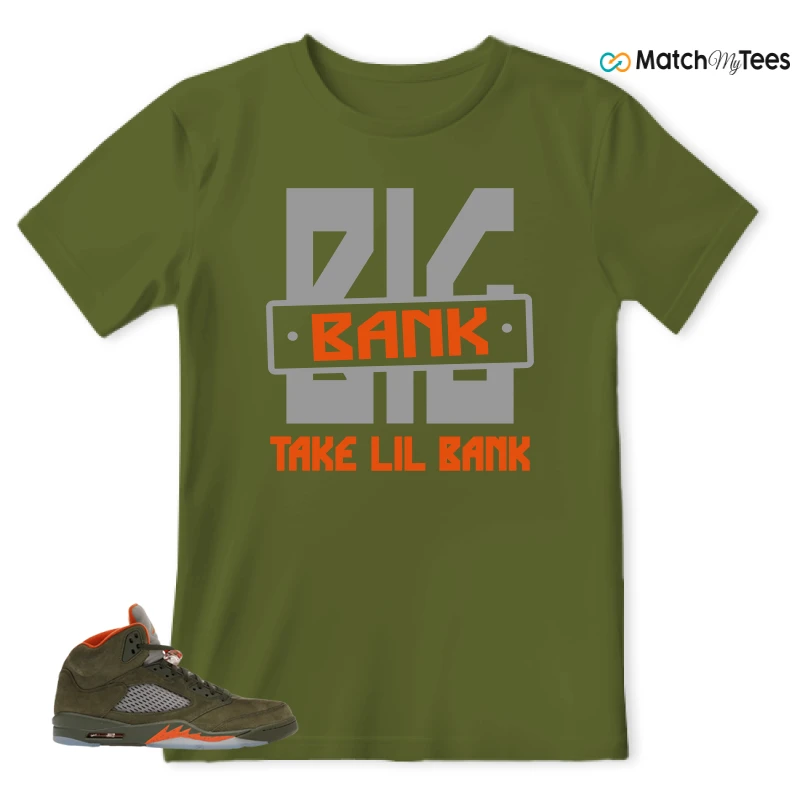 NIKE AIR JORDAN 5 OLIVE SNEAKER Matching Tees t-shirt