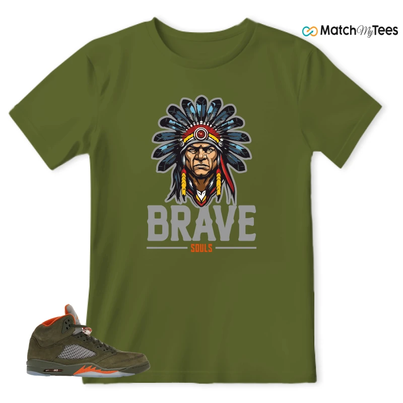 NIKE AIR JORDAN 5 OLIVE SNEAKER Matching Tees t-shirt