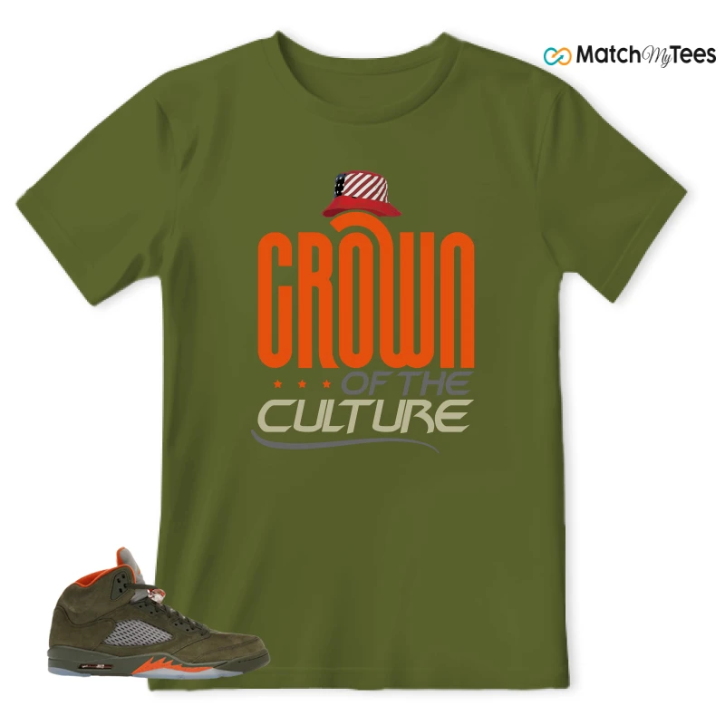 NIKE AIR JORDAN 5 OLIVE SNEAKER Matching Tees t-shirt