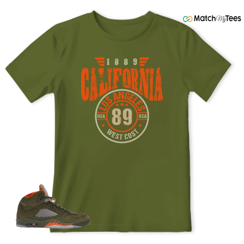 NIKE AIR JORDAN 5 OLIVE SNEAKER Matching Tees t-shirt