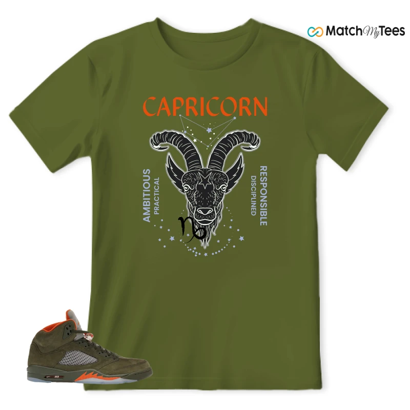 NIKE AIR JORDAN 5 OLIVE SNEAKER Matching Tees t-shirt