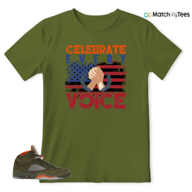 NIKE AIR JORDAN 5 OLIVE SNEAKER Matching Tees t-shirt