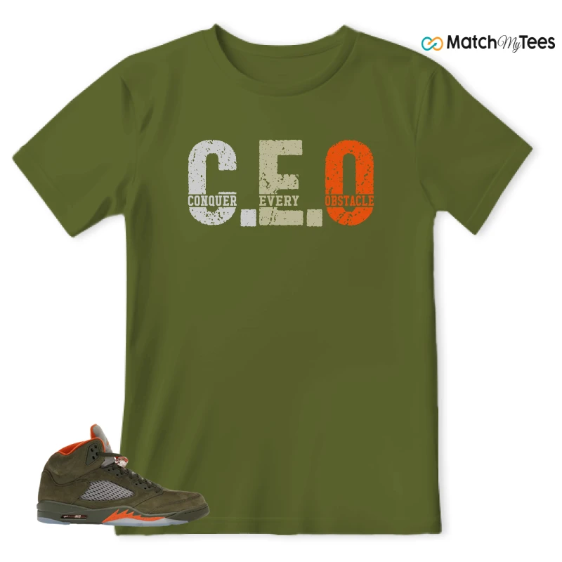 NIKE AIR JORDAN 5 OLIVE SNEAKER Matching Tees t-shirt