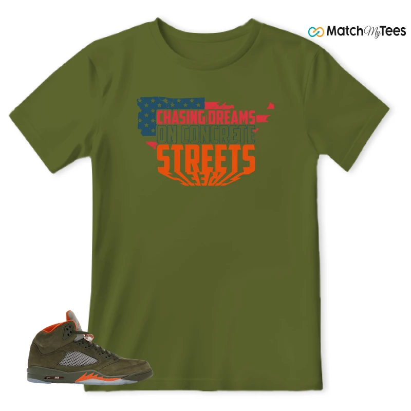 NIKE AIR JORDAN 5 OLIVE SNEAKER Matching Tees t-shirt