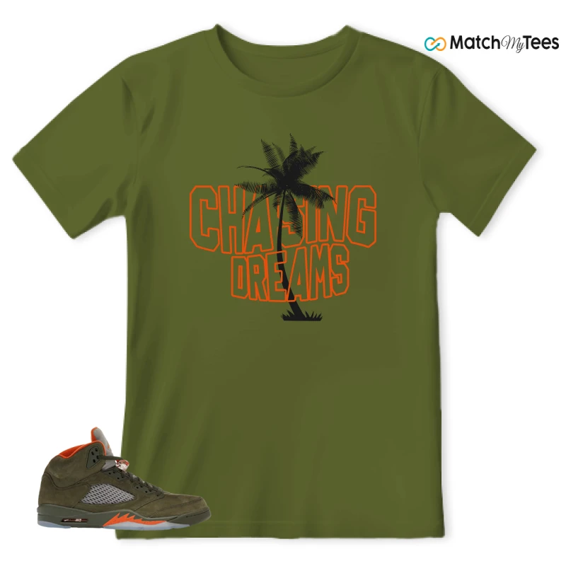 NIKE AIR JORDAN 5 OLIVE SNEAKER Matching Tees t-shirt