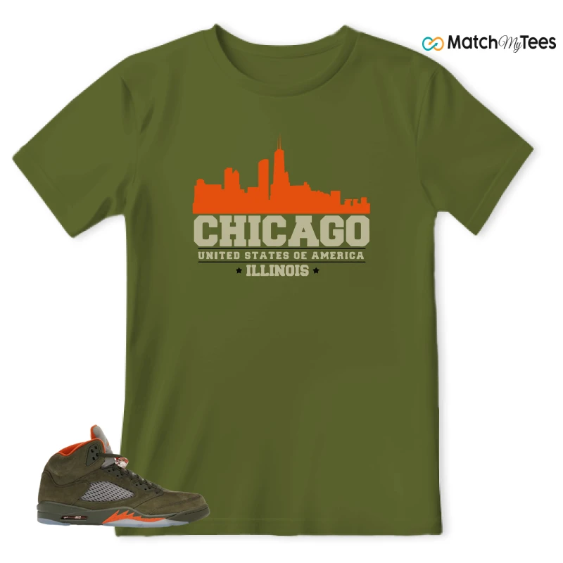NIKE AIR JORDAN 5 OLIVE SNEAKER Matching Tees t-shirt