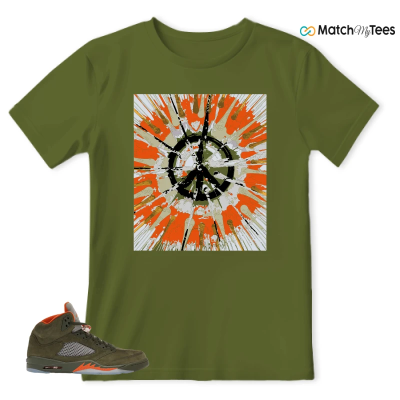 NIKE AIR JORDAN 5 OLIVE SNEAKER Matching Tees t-shirt