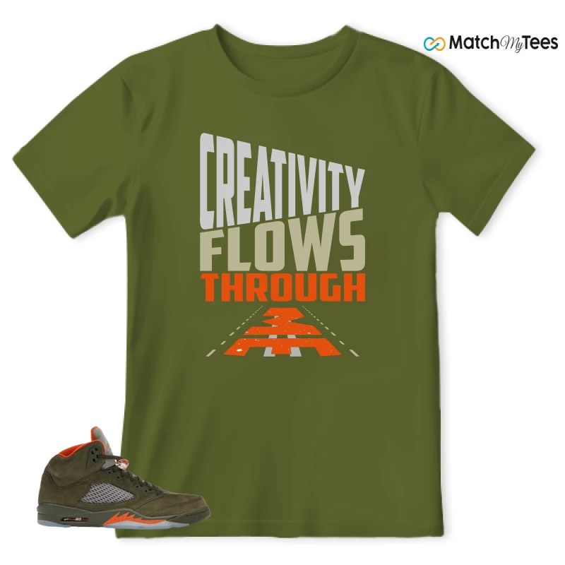 NIKE AIR JORDAN 5 OLIVE SNEAKER Matching Tees t-shirt