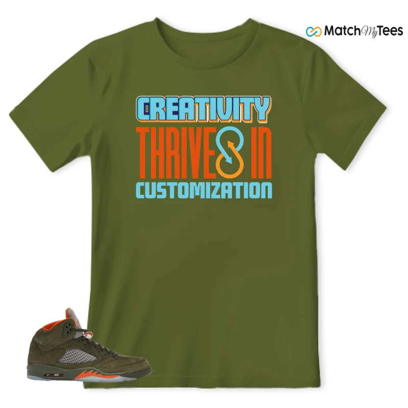 NIKE AIR JORDAN 5 OLIVE SNEAKER Matching Tees t-shirt