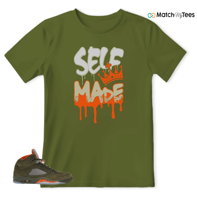 NIKE AIR JORDAN 5 OLIVE SNEAKER Matching Tees t-shirt