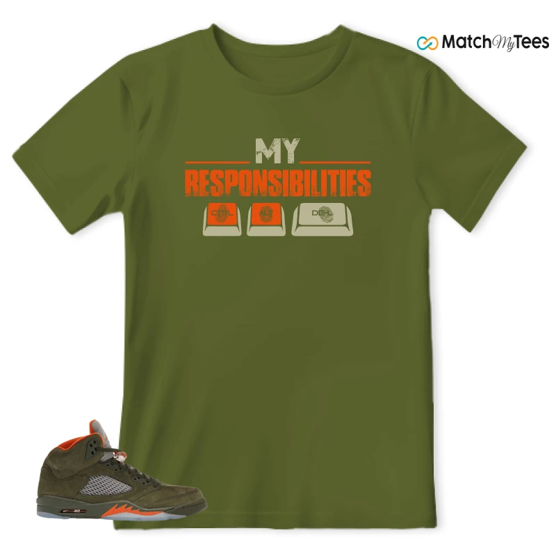 NIKE AIR JORDAN 5 OLIVE SNEAKER Matching Tees t-shirt
