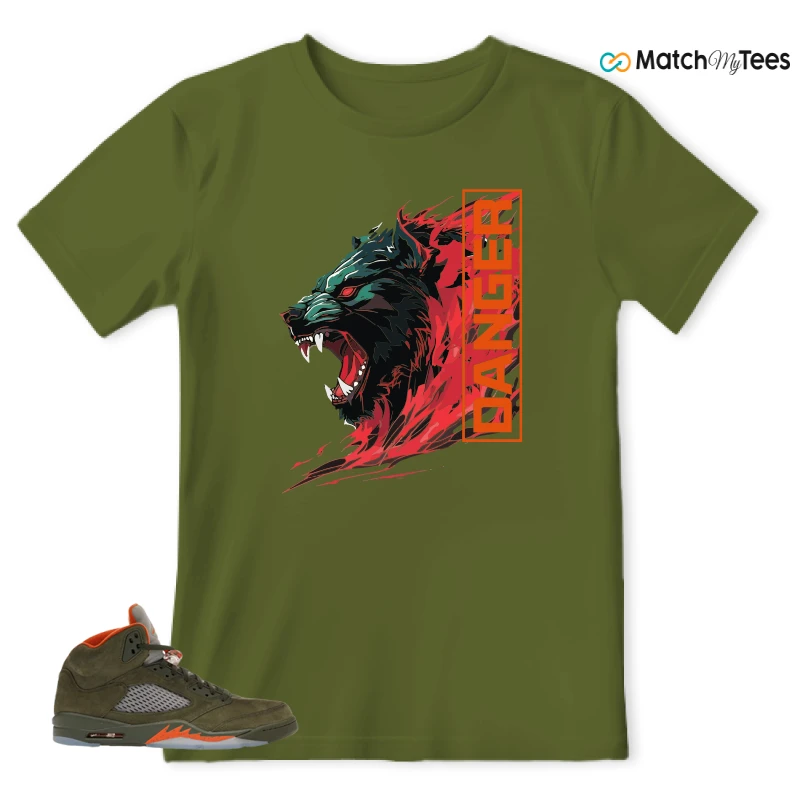 NIKE AIR JORDAN 5 OLIVE SNEAKER Matching Tees t-shirt