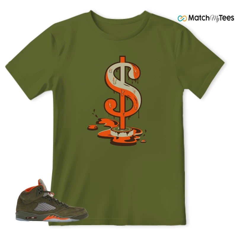 NIKE AIR JORDAN 5 OLIVE SNEAKER Matching Tees t-shirt
