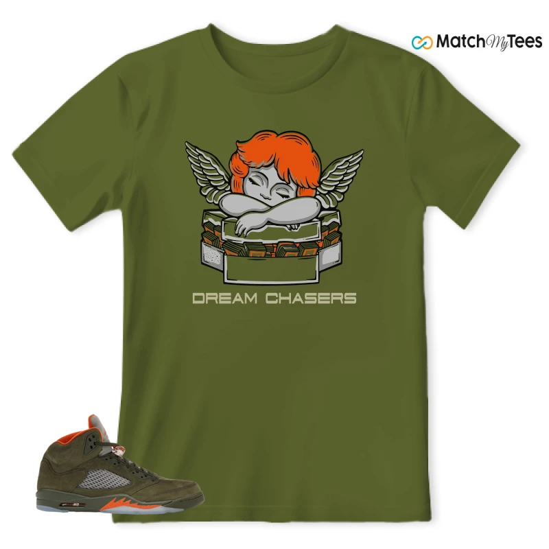 NIKE AIR JORDAN 5 OLIVE SNEAKER Matching Tees t-shirt