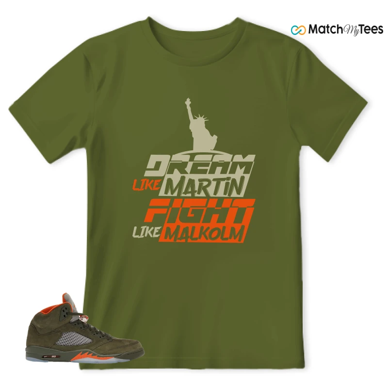 NIKE AIR JORDAN 5 OLIVE SNEAKER Matching Tees t-shirt