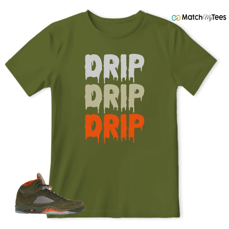 NIKE AIR JORDAN 5 OLIVE SNEAKER Matching Tees t-shirt