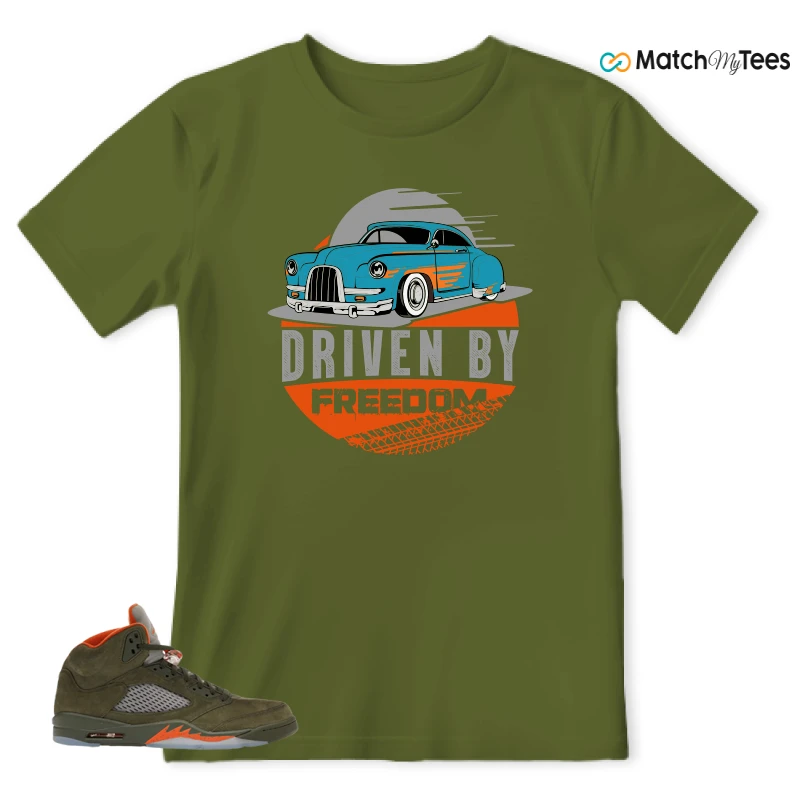 NIKE AIR JORDAN 5 OLIVE SNEAKER Matching Tees t-shirt