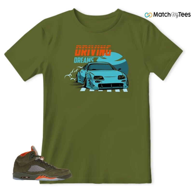 NIKE AIR JORDAN 5 OLIVE SNEAKER Matching Tees t-shirt