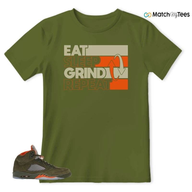 NIKE AIR JORDAN 5 OLIVE SNEAKER Matching Tees t-shirt