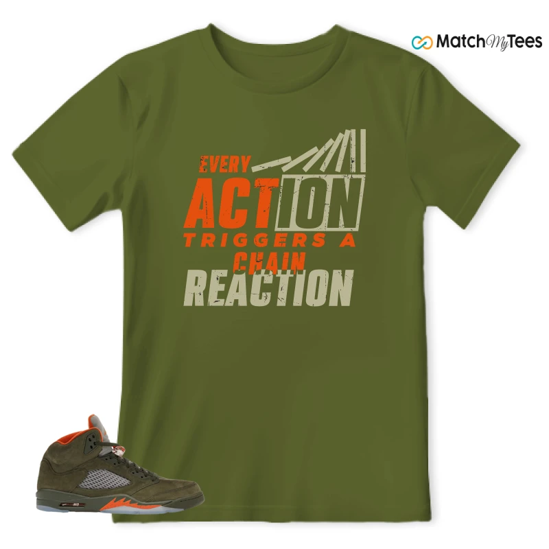 NIKE AIR JORDAN 5 OLIVE SNEAKER Matching Tees t-shirt