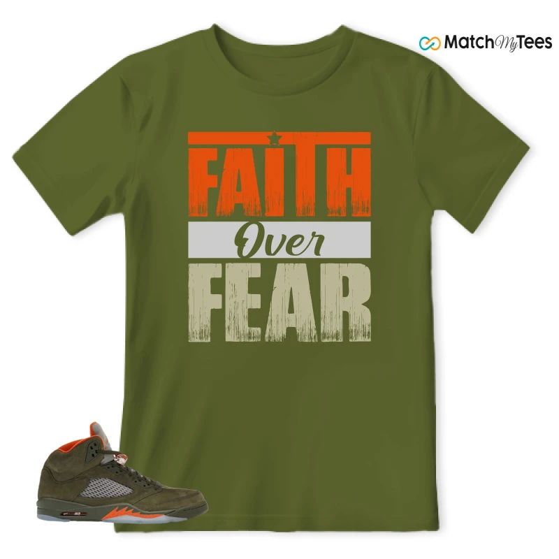 NIKE AIR JORDAN 5 OLIVE SNEAKER Matching Tees t-shirt