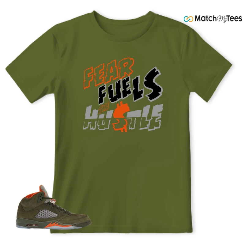 NIKE AIR JORDAN 5 OLIVE SNEAKER Matching Tees t-shirt