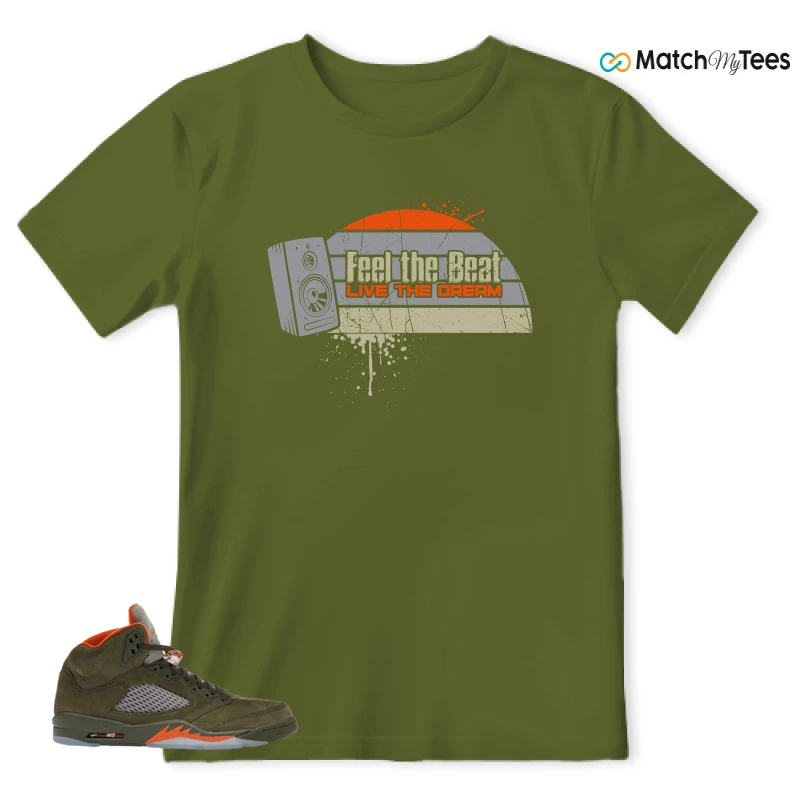 NIKE AIR JORDAN 5 OLIVE SNEAKER Matching Tees t-shirt