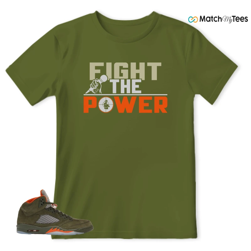 NIKE AIR JORDAN 5 OLIVE SNEAKER Matching Tees t-shirt