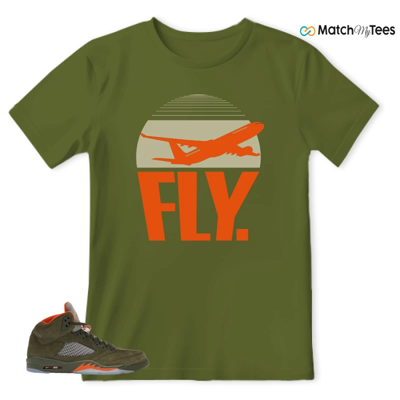 NIKE AIR JORDAN 5 OLIVE SNEAKER Matching Tees t-shirt