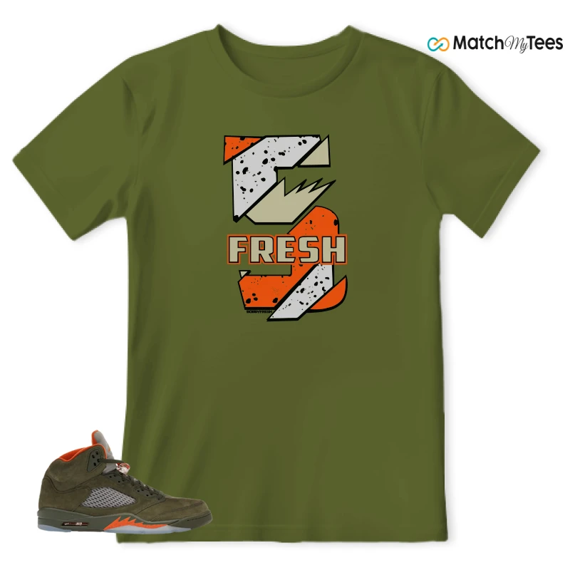 NIKE AIR JORDAN 5 OLIVE SNEAKER Matching Tees t-shirt