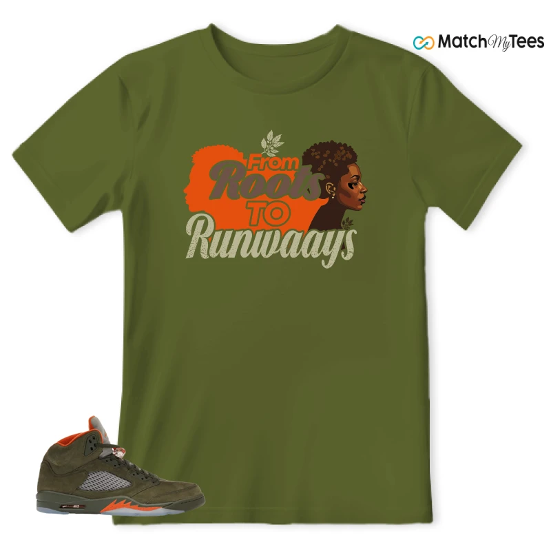 NIKE AIR JORDAN 5 OLIVE SNEAKER Matching Tees t-shirt