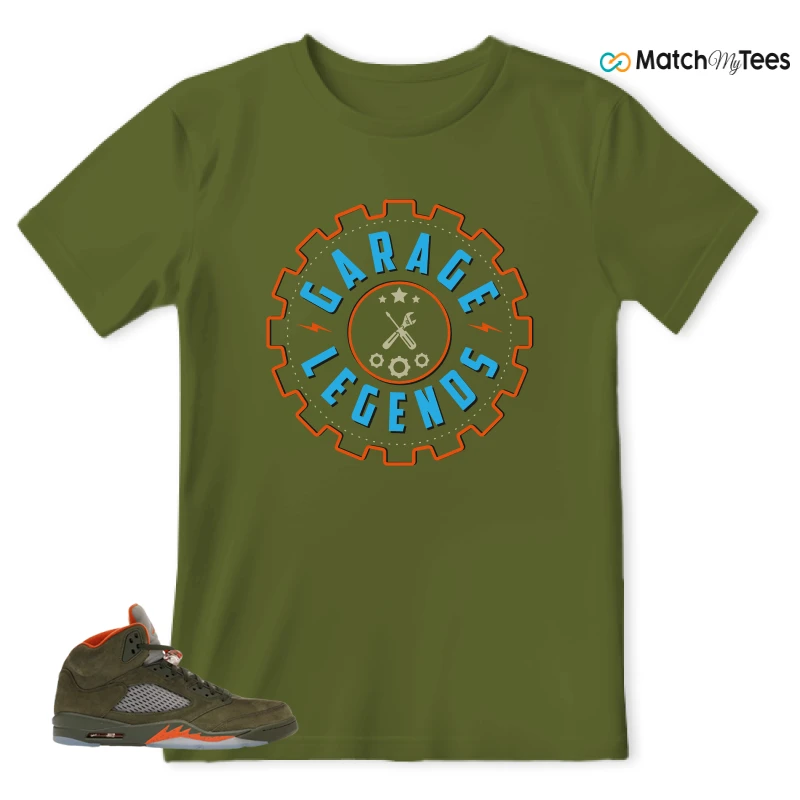 NIKE AIR JORDAN 5 OLIVE SNEAKER Matching Tees t-shirt