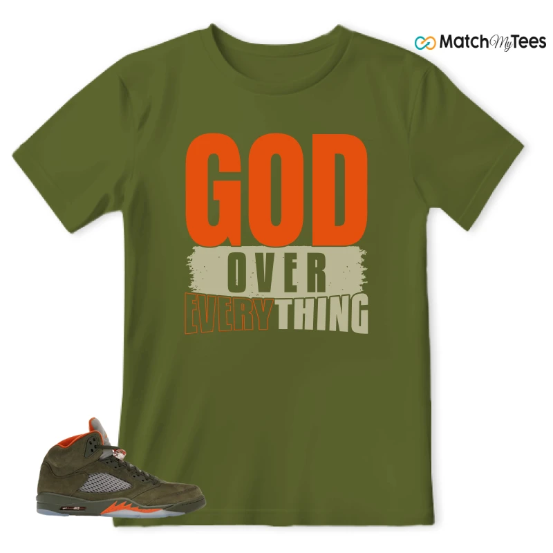 NIKE AIR JORDAN 5 OLIVE SNEAKER Matching Tees t-shirt