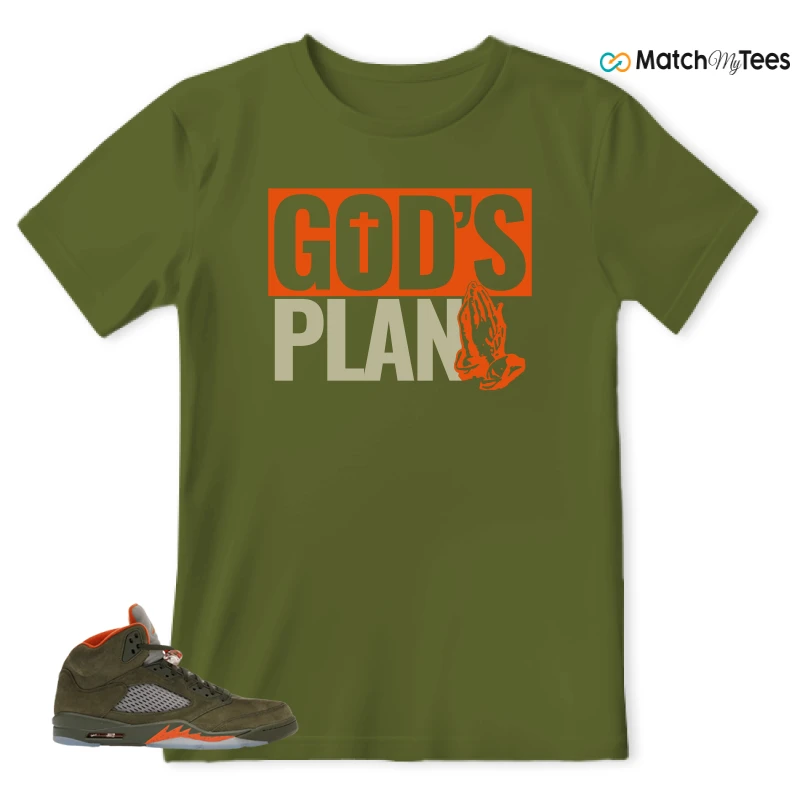 NIKE AIR JORDAN 5 OLIVE SNEAKER/ARMY OLIVE/SOLAR ORANGE matching T-shirt